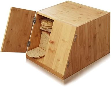 Cookbook People Boîte à pain extra large en bambou à deux portes – Pour 3 pains + 50 tortillas – Étagère réglable – Mini armoire de rangement – Assemblage facile