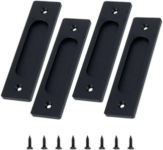 4 PCS Sliding Barn Door Handle, Black Recessed Finger Flush Pull, Aluminum Alloy Handles Drawer Handles, Finger Pull, Pocket Door Pull with 8 Screws (Black)