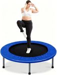 COSTWAY Rebounder Trampoline for Adults, 38" Foldable Mini Trampoline with 32 Heavy Duty Springs, 150kg Capacity Quiet Indoor Exercise Bouncer for Home Workout Fitness (Blue)