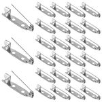 50PCS Brooch Pins,Secure back clasp with Back Bar Fastener,Silver Badge Pin Backs,Brooch Pins Clasp Silver Safety Pins for Badges Corsages Boutineer Name Tags Jewelry Making DIY Crafts(25mm)