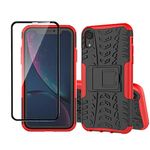 Yiakeng iPhone XR Case, iPhone XR Phone Case with Screen Protector, Shockproof Silicone Protective with Kickstand for iPhone XR (Red)