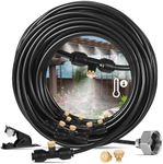 Misting Cooling System, Hose Misters for Outside Patio, 33FT (10M) Misting Line+8 Brass Misters+Metal Adapter(3/4"), Misting System for Cooling Backyard, Garden, Greenhouse, Gazebo, Sunshade