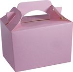 Diamante Crafts 10 Party Boxes Solid Colour Plain Cardboard Lunch Food Loot Treat Box 20 Colours (10 Plain - Baby Pink)