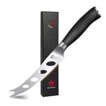 TUO Tomato Knife -Cheese Knife 5 inch Cheese Slicer Fruit Veggie Slicing Knife Serrated Edge, German Stainless Steel Blade Ergonomic Full Tang Handle Gift Box Cutlery, Fiery Phoenix Series - Black