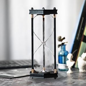 Temporizador de reloj de arena rellenable, marco de madera hexagonal decorativo (reloj de arena vacío, tamaño grande)