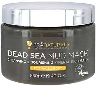 PraNaturals 550g Mascarilla Facial y Corporal 100% Natural y Orgánica con Barro del Mar Muerto, Rica en Minerales Nutritivos, Hidrata y Desintoxica la Piel, Exfolia Células Muertas de la Piel