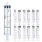 12 Pack 20ml Syringe Luer Lock Sterile Individual Wrap, Plastic Syringes without Needle for Science Labs, Glue Applicator, Feeding Pets, Measuring Liquids (12x20ml)