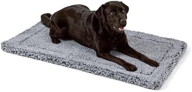 PELZIN Stoutwool Chew Proof Dog Bed - Fluffy Chew Resistant Dog Crate Pad - Tough Kennel Pad for Aggressive Chewers - Washable, Ideal for Large Breeds & Fits L 109cm Crate - 104x69x5cm, Charcoal