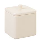 InterDesign Gia Bathroom Vanity Square Canister for Cotton Balls, Swabs, Cosmetic Pads - Matte Vanilla