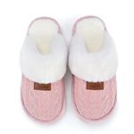 NineCiFun Women's Comfy Scuff Slippers Faux Fur House Slippers Fuzzy Home Shoes with Non-Slip Sole Pink 42-43