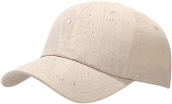 Malaxlx Beige Waterproof Baseball Cap for Men Women Breathable UPF50+ Sport Outdoor Caps Quick Dry Adjustable Rain Hat