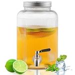 Evanda Glass Drink Dispenser, 4L Beverage Dispenser for Various Parties and Social Events with Leak-Proof Stainless Steel Spigot, Faucets