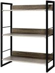 Artiss Bookshelf, 3 Tier Metal Book Shelf Bookcase Corner Display Storage Shelves Stand Rack Living Room Office Furniture, 90cm Height Anti-Scratch Pads Sturdy Base Black Wood