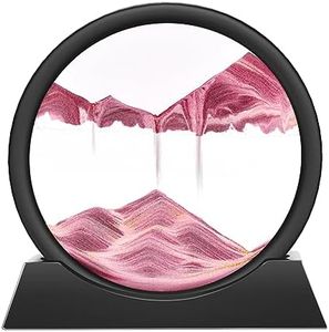 Wai Danie Sand Pictures for Spinning 3D Sandscape - The Sand Art in Deep Sea Flowing Sand Painting Sand Picture Gifts Hourglass Decoration Aesthetic for Office Living Room Desk Adults Children (Pink, 7 Inches)