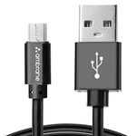 Ambrane 2.4A Fast Charging Output Cable with Micro to USB for Mobile, Neckband, True Wireless Earphone Charging, 480mbps Data Sync Speed, 1m Length (ACM - AZ1, Black)