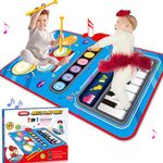 Toys for 2 Year Old Boys, 2 in 1 Boys Toys Musical Mat for 1 2 3 4 5 Year Old Boys Gifts Kids Toys 1-6 Year Old Girl Boys Educational Music Toys for 1-6 Year Old Girls Boys Birthday Gifts