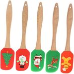 FELTECHELECTR 5pcs Cream Spatula Frosting Spatula Wooden Handles Silicone Baking Sheet Christmas Cake Decorating Spatula Christmas Rubber Spatula Cake Baking Scraper Wear-resistant Baking Tool