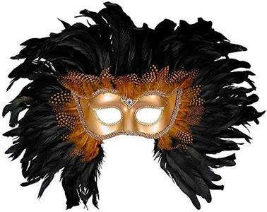 Forum Novelties mens Elaborate Feather Venetian Costume Mask, Gold/Black, One Size US