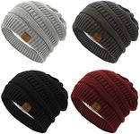 Durio Beanies Beanie for Women Winter Womens Beanie Fleece Lined Beanie Hat A Black & Dark Grey & Burgundy & Light Grey One Size