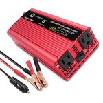 IpowerBingo Car Power Inverter 800W DC 12V to AC 110V Vehicle Dual AC Outlets Adapter Converter Car Inverter Power Supply Switch On-board Charger with Car Battery Clip & Car Cigarette Lighter Adaptor