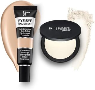 IT Cosmetics Bye Bye Undereye Full Coverage Eye Concealer (20.0 Medium - 0.4 fl oz) for Brightening & Color-Correcting & Bye Bye Pores Pressed Powder (Translucent) for Setting Face Makeup