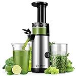 GDOR Compact Slow Juicer Machine, Space-Saving Cold Press Juicer with Powerful 60NM DC Motor, Low Noise Masticating Juicer Extractor, Easy to Clean, Brush Included, 20 Oz Juice Cup, BPA-Free