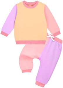 Gnainach Baby Girs Sweatshirt 18-24 Months Orange Purple Clothes with Pants