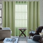 HOMEMONDE 7 Feet Door Curtains - Thick Blackout & Thin Sheer Drapes for Living Room, Bedroom, Balcony Set of 4 (Avacoda Green - 84 Inches)