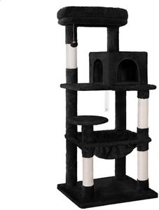 BEASTIE Cat Tree 143cm Multi-Level Cat Tower with Scratching Posts, Sisal-Covered Cat Scratcher Tower with Plush Perch, Cat Condo Play House Wood Furniture for Kittens Climbing and Rest(Black)