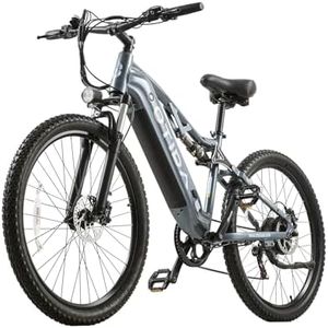 OTIDA E Bike Herren Damen Elektrofahrrad, Ebike 48V 20Ah Akku bis 120km, 27.5x2.8 Zoll Electric Bike 7-Gang Getriebe mit LCD-Display， Vollfederung E Fahrrad 250W Motor 95 N.m 25km/h, HT27 (HT27 Grau)