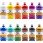 Mont Marte Tempera Paint Set 12pc x 500ml (16.9 US fl.oz), 12 Bottles of Tempera Style Kids Paint, Washable Tempera Paint for Kids Art and Craft, Non Toxic and Easy to Clean