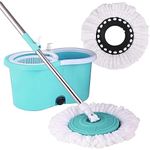 Pivalo Bucket Quick Spin Mop with 2 Microfiber Wet Dry Mophead Floor Cleaning pocha Extendable Handle Removable Wringer 360° Floor Cleaner Mopping Set (Random Colour)