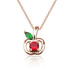 Zuo Bao Teacher Apple Necklace Apple Pendant Appreciation Gifts Plated Silver Apple Red Zircon Green Zircon Apple Leaf Necklace Thank You Gift for Teacher, Metal