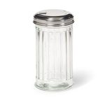 Modern Sugar Dispenser Retro Style 10oz Glass Jar With Stainless Steel Lid - Sugar/Coffee/Tea Dishwasher Safe For Home or Restaurant