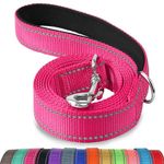 Joytale Double-Sided Reflective Dog Leash, 6 FT/5 FT/4 FT, Padded Handle Nylon Dogs Leashes for Small & Medium Dogs Walking, Hotpink, 4FT