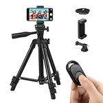 Polarduck Phone Tripod Stand Camera Mount: 65cm 26 inch Lightweight Travel Tripod for iPhone with Remote & Phone Holder & GoPro Adapter Compatible with iPhone & Android Cell Phone | Matte Black