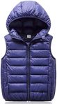 Aivtalk Boys Girls Puffer Down Vest Toddler Kids Hooded Zip Sleeveless Jacket Winter Coat, Dark Blue, 3T