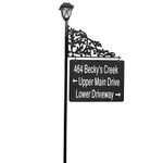 Address America USA Handcrafted Oak XL Reflective Address Sign with Solar Light - Double-Sided 2-Line Plate - Easy to Read Day and Night - 58" Pole - SL