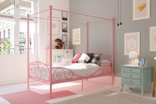 DHP Canopy Metal Bed, Twin, Pink