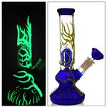 Glass bong,Glow in The Dark Bongs with Tornado percolate, Glass Bongs with 14.5mm Water Bong Bowl Glass Pipe for Smoking Pipe Hookah Bong Pipe Nicotine free