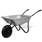 Keplin 65L Garden Wheelbarrow with Pneumatic Tyre – Single Wheel Steel Garden Barrow Supports 100kg Load Capacity, Heavy Duty Wheelbarrow for Soil, Compost, Tools & Outdoor Gardening Tasks