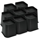 8 Inch Bed Furniture Risers Heavy Duty 20 cm L-Shaped Lifts with 5 Inch Opening - Set of 8 Raising Blocks for Beds, Couches & Sofas Large Furniture Sturdy Supports up to 4,400 lbs / 2,000 kg Black