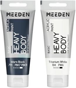 MEEDEN Acrylic Paint Mars Black: 100ml Heavy Body Acrylic Paint Tube Bundled with Additional Titanium White Colour for Wood Leather Glass
