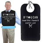 ZNDFTW Funny Adult Bibs for Elderly, Washable and Reusable Adult Bib, Waterproof Clothing Protector with Crumb Catcher Washable and Reusable Adult Bibs for Men, Women, Elderly, Black