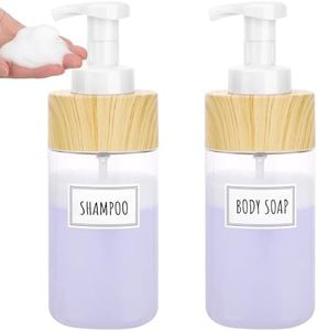 Segbeauty Hand Wash Dispenser, 2Pcs 500ml Foam Soap Dispenser, Plastic Pump Bottle Dispenser, Rechargeable Shampoo Bottle with Labels, for Sink and Countertop (Transparent)