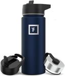 IRON °FLASK Camping & Hiking Hydration Flask, Wide Mouth, Double Walled Stainless Steel Insulated Water Bottle (Straw - 18 oz, Twilight Blue)