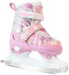 LEVYTEMP Adjustable Ice Skates for Kids Boys Girls - Warm Fleece Lined, 4 Size Adjustable Beginner Snowflake Blades Ankle Support Figure Skates for Outdoor and Rink,Pink