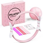 Fuelion Pilates Ring Set Pilates Kit with 14" Magic Circle Dual Padded Handles,9.8" Mini Ball,3 Resistance Bands(15, 25, 35 lbs),Pump&Workout Guide,Pilates Equipment for Strength,Flexibility,Toning
