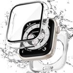 Zumyzu 2 in 1 Waterproof Case Compatible with Apple Watch 45mm Series 9/8/7 with Tempered Glass Screen Protector, Full Coverage Bumper Cover for iWatch Case 45mm Clear