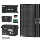 Renogy 600W 12V Solar Panel Kit, 3.84kWh, Ideal for RVs, Boats, Homes: 3pcs 200W ShadowFlux N-Type Solar Panel + 300AH LiFePO4 Battery + 50A DC DC Charger with MPPT+ 2000W 12V Pure Sine Wave Inverter